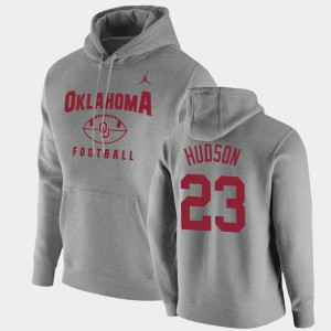 Men's Oklahoma Sooners #23 Todd Hudson Gray Football Pullover Oopty Oop Hoodie 514442-513