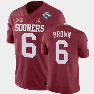 Men's Oklahoma Sooners #6 Tre Brown Crimson Game College Football 2020 Cotton Bowl Classic Jersey 511346-867