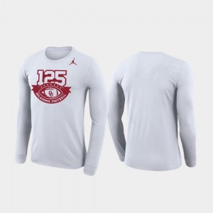 Men's Oklahoma Sooners White Jordan Brand Legend Long Sleeve 125th Football Season T-Shirt 177591-134