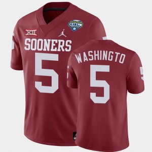 Men's Oklahoma Sooners #5 Woodi Washington Crimson Game College Football 2020 Cotton Bowl Classic Jersey 203017-811
