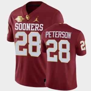 Men's Oklahoma Sooners #28 Adrian Peterson Crimson 2021 Red River Showdown NFL College Football Jersey 568102-215