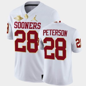 Men's Oklahoma Sooners #28 Adrian Peterson White 2021 Red River Showdown NFL College Football Jersey 826157-896