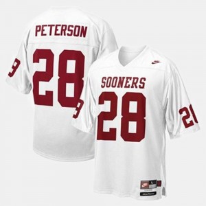 Youth Oklahoma Sooners #28 Adrian Peterson White College Football Jersey 361316-611