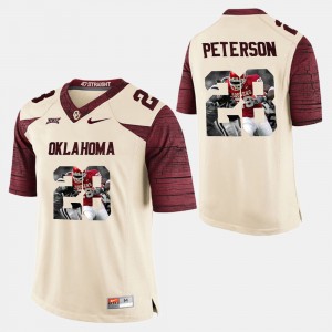 Men's Oklahoma Sooners #28 Adrian Peterson White Player Pictorial Jersey 725620-577