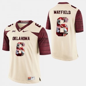 Men's Oklahoma Sooners #6 Baker Mayfield White Player Pictorial Jersey 264887-745