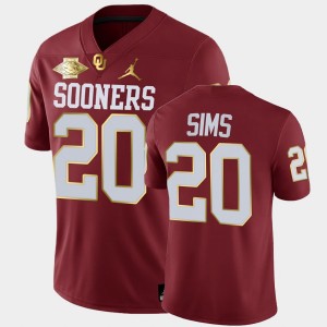 Men's Oklahoma Sooners #20 Billy Sims Crimson 2021 Red River Showdown NFL College Football Jersey 837146-806