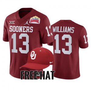 Men's Oklahoma Sooners #13 Caleb Williams Crimson 2021 Alamo Bowl CFP College Football Jersey 782845-101