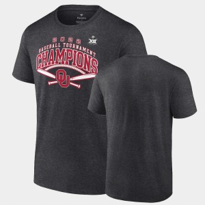 Men's Oklahoma Sooners Charcoal 2022 Big 12 Tournament Champs Baseball Conference Tee T-Shirt 472418-843