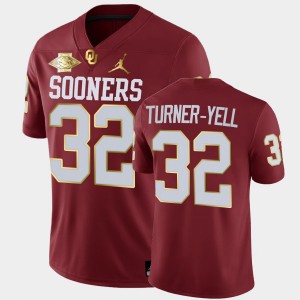 Men's Oklahoma Sooners #32 Delarrin Turner-Yell Crimson 2021 Red River Showdown Golden Edition Jersey 913783-876
