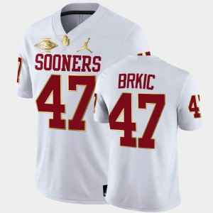Men's Oklahoma Sooners #47 Gabe Brkic White 2021 Red River Showdown Golden Patch Jersey 499879-783