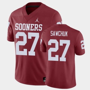 Men's Oklahoma Sooners #27 Gavin Sawchuk Crimson Game Jersey 250259-613