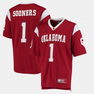 Men's Oklahoma Sooners #1 Crimson Hail Mary II Jersey 610270-719