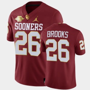 Men's Oklahoma Sooners #26 Kennedy Brooks Crimson 2021 Red River Showdown Golden Edition Jersey 189770-348