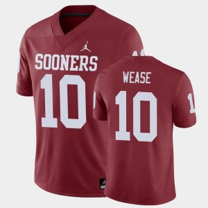 Men's Oklahoma Sooners #10 Theo Wease Crimson Game Jersey 818149-866