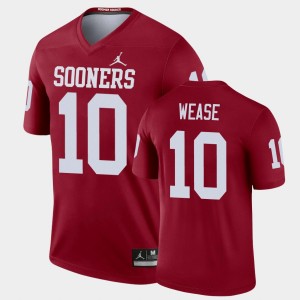 Men's Oklahoma Sooners #10 Theo Wease Crimson Legend Jersey 787568-549