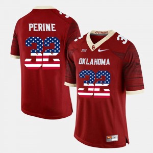 Men's Oklahoma Sooners #32 Samaje Perine Crimson US Flag Fashion Jersey 741303-497