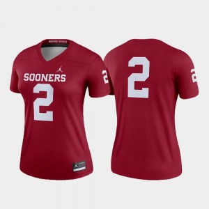 Women's Oklahoma Sooners #2 Crimson College Football Jordan Brand Legend Jersey 256425-945