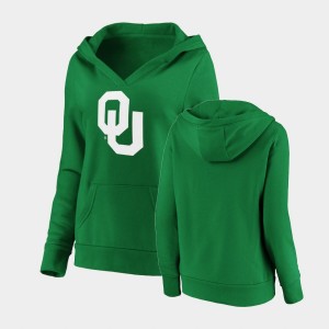 Women's Oklahoma Sooners Green White Logo Pullover St. Patrick's Day Hoodie 224124-938