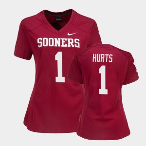 Women's Oklahoma Sooners #1 Jalen Hurts Crimson Game College Football Jersey 415203-155
