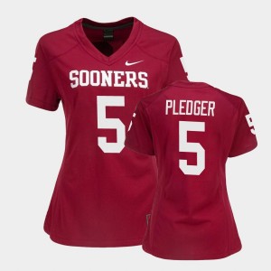 Women's Oklahoma Sooners #5 T.J. Pledger Crimson Game College Football Jersey 694398-976