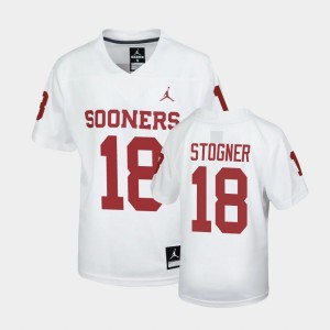 Youth Oklahoma Sooners #18 Austin Stogner White Football Untouchable Jersey 130579-508