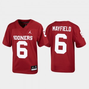 Youth Oklahoma Sooners #6 Baker Mayfield Crimson Alumni Football Jordan Brand Replica Jersey 498461-932