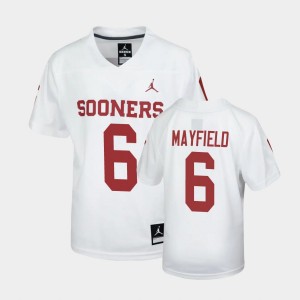 Youth Oklahoma Sooners #6 Baker Mayfield White Football Untouchable Jersey 981935-564