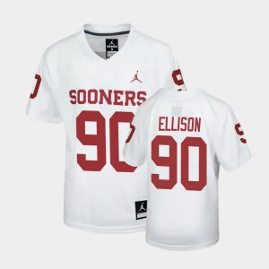 Youth Oklahoma Sooners #90 Josh Ellison White Football Untouchable Jersey 393918-655